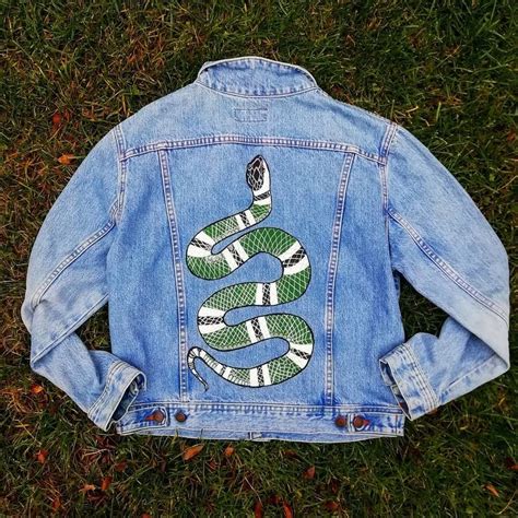 jean gucci snake|Gucci jean jacket with snake.